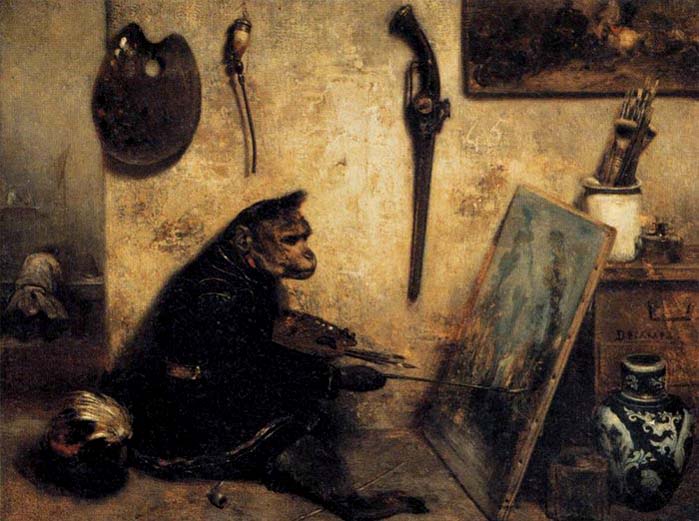 Alexandre Gabriel Decamps The Monkey Painter